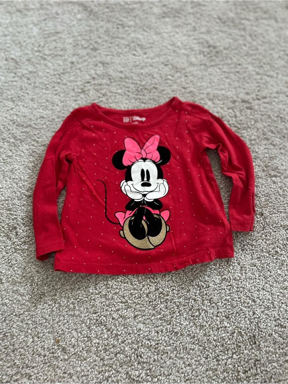 Baby Gap 2 Years Red Minnie Mouse Long Sleeve Shirt